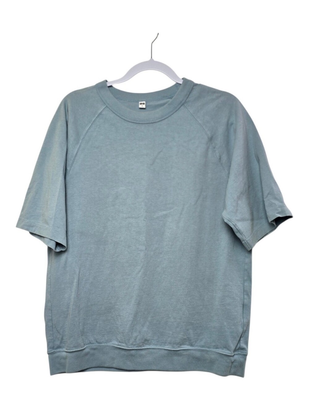 UNIQLO Women’s Sage Green 100% Cotton Raglan Short Sleeve Crewneck Sweatshirt M